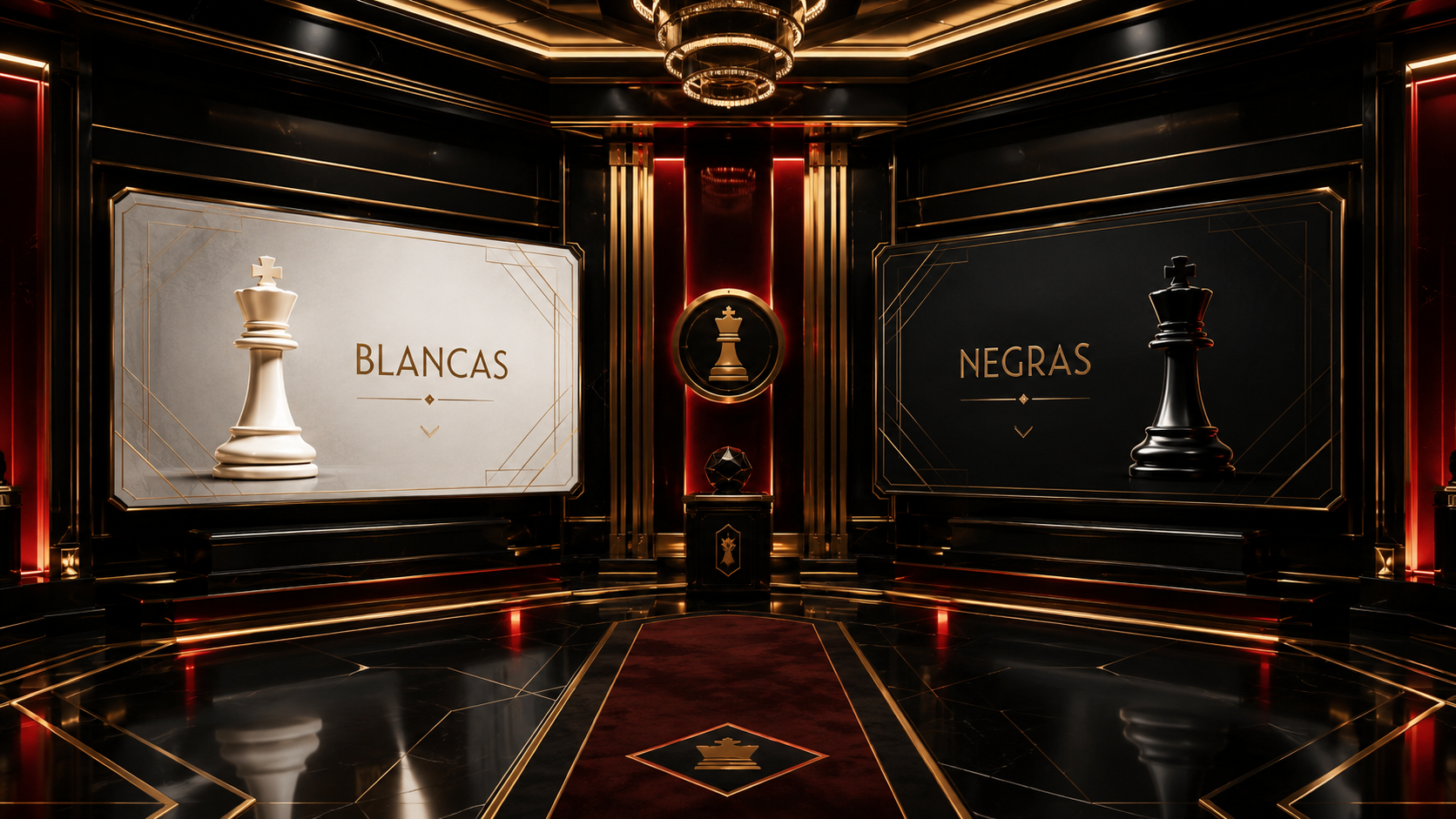 Sala de selección entre piezas blancas y negras